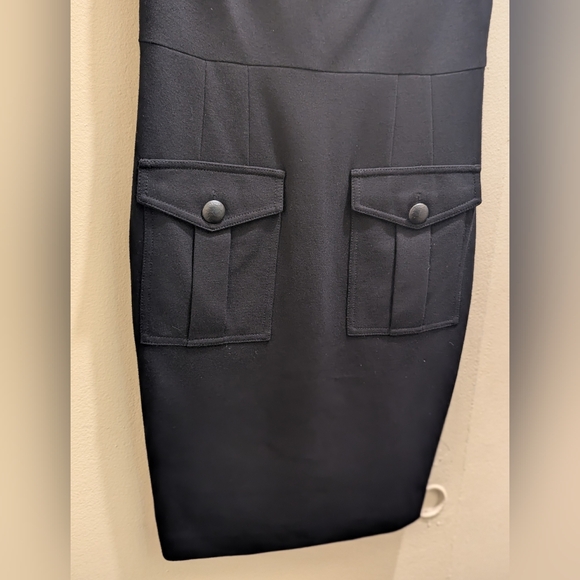 Trina Turk Black Brigadier Dress Ponte Sheath Sleeveless Round Neckline- M - Picture 3 of 16